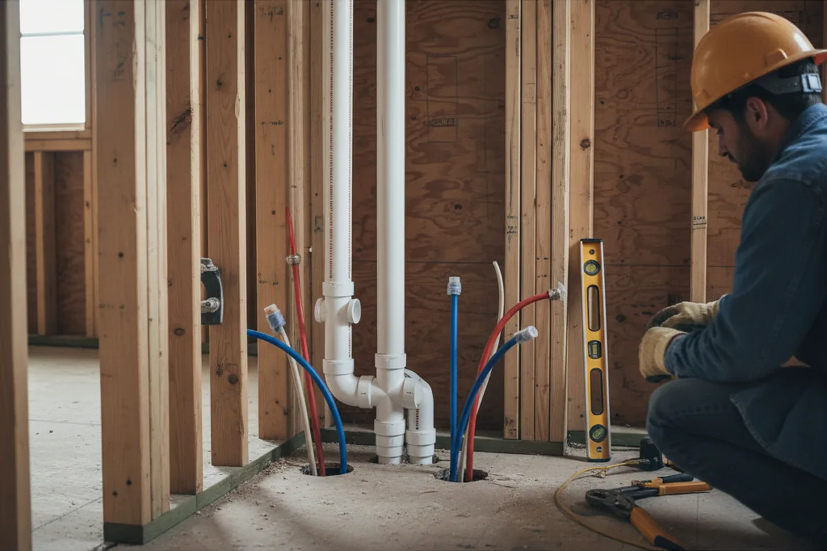 Drain and supply rough-in during Drain Cleaning in Goodspring
