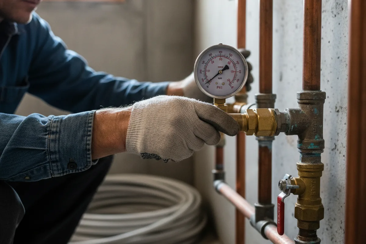 Pressure testing a repaired line during Water Line Repair in Goodspring